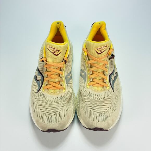 Saucony Triumph 21 Beige Yellow Running Shoes S10881-30 Women's Sz 11.5 Men's 10 - Picture 3 of 11